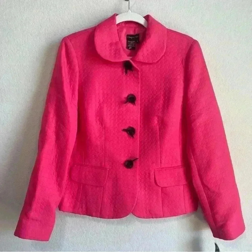 Bright Pink Women's Collar Jacket